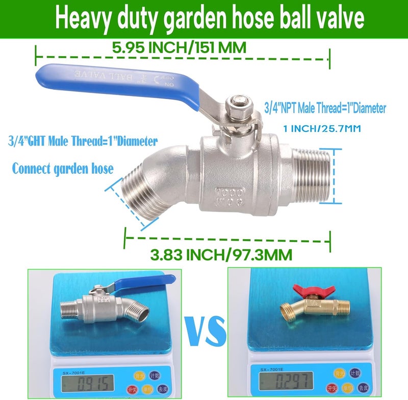 CbeeSo 3-Size IBC Tote Adapter, 275-330 Gallon IBC Tote Adapter 2.44" Fine, 2" Fine and 2" Coarse Thread + 304 Stainless Steel 3/4" Garden Hose Faucet for Garden Hose Connectors - Image 5